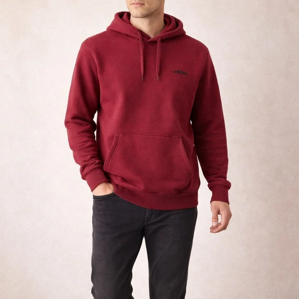 Adidas‎ Hoodie M Red Cotton Blend Athletic Gorpcore Streetwear Minimalist